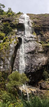 The second highest waterfall in Sri Lanka, Diyaluma falls in vertical closeup
