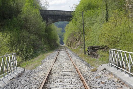 Straight railway line going towards the horizon