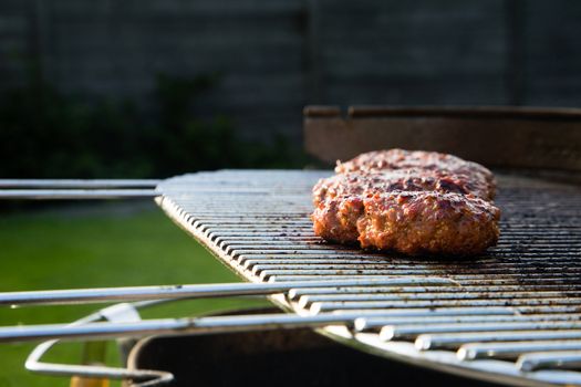 Grilled meat on a summer barbecue in the garden