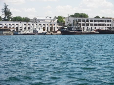 Republic of Crimea, Sevastopol - July 28, 2019: Ships of the Black Sea Fleet of Russia on the celebration of the Day of the Russian Navy in Sevastopol.