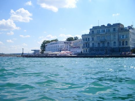 Sea and shore in Sevastopol. The coastline of Sevastopol.