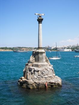 The stone-flowered ship is a monument in Sevastopol, an architectural symbol of the city, installed near the Primorsky Boulevard near Akhimov Square