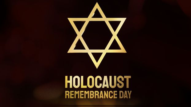 Star of David for  holocaust remembrance day 3d rendering.