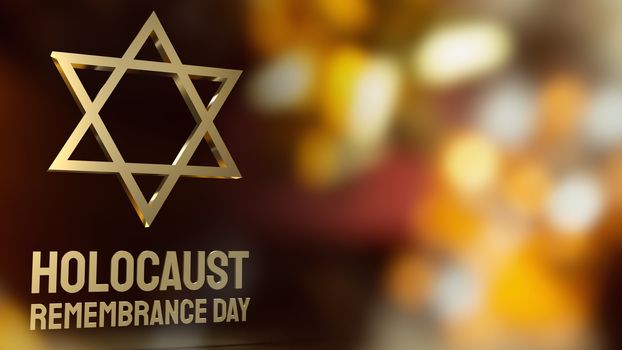 Star of David for  holocaust remembrance day 3d rendering.