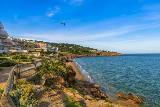 The Corniche with its small hidden coves is the most picturesque and beautiful part of the Sète coast. In the department of Herault, in the Occitanie region.