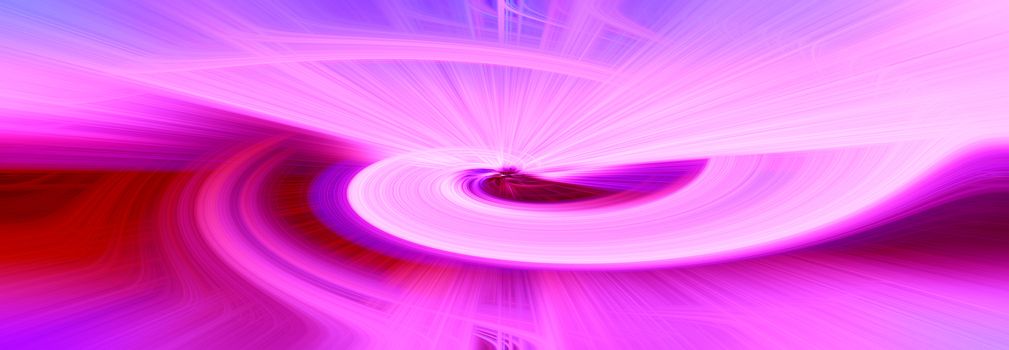 Beautiful abstract intertwined 3d fibers and light trails forming a shape of vortex, sparkle, flame, flower, interlinked hearts. Maroon, pink, and purple colors. Illustration.