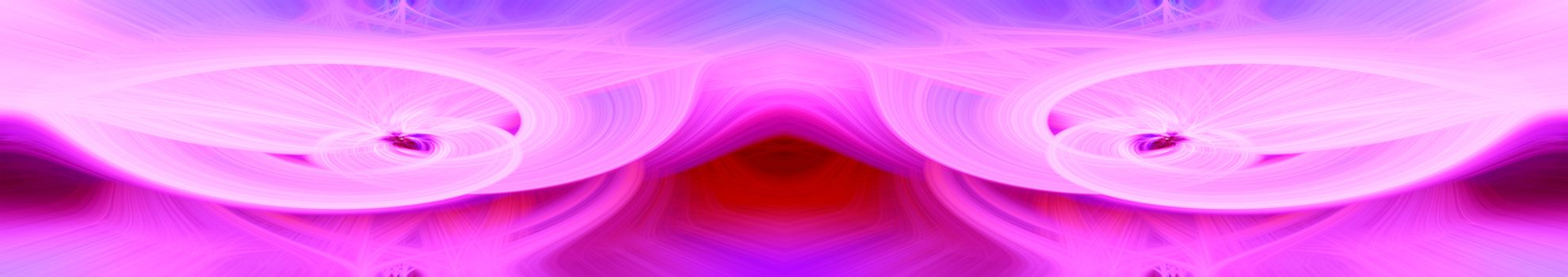 Beautiful abstract intertwined glowing 3d fibers forming a shape of sparkle, flame, flower, interlinked hearts. Pink, purple, and maroon colors. Banner size. Illustration.