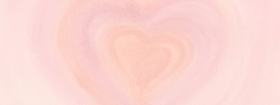 Pink soft watercolor painted heart romantic background. Symbol of love for Happy Women's, Mother's, Valentine's Day greeting card design, banner, wedding.