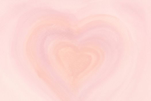 Pink soft watercolor painted heart romantic background. Symbol of love for Happy Womens, Mothers, Valentines Day greeting card design, banner, wedding invitation.