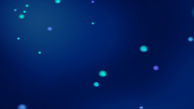 Dark blue bokeh background with blurred glowing bluish spheres. Unfocused blue bokeh background for blurry background