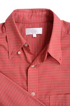 Close up of a red mens shirts isolated on white