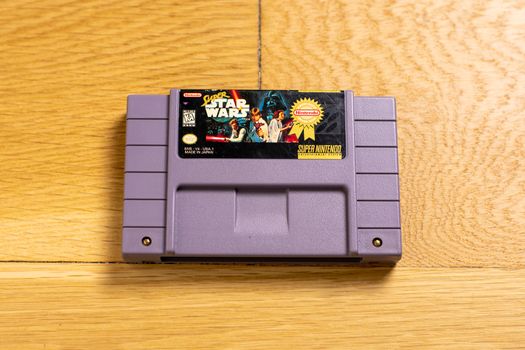 October 25, 2020 - Elkins Park, PA: A Cartridge of Super Star Wars for the Super Nintendo Entertainment System, a Popular Retro Title.