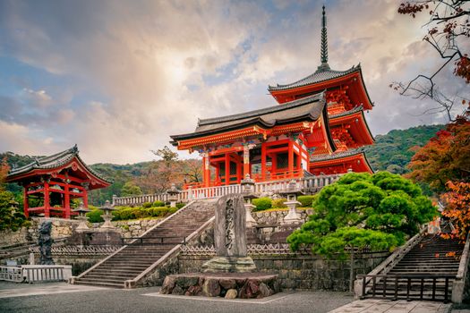 Sanjunoto pagoda and Kiyomizu-dera Temple in the autumn season, Kyoto, Japan