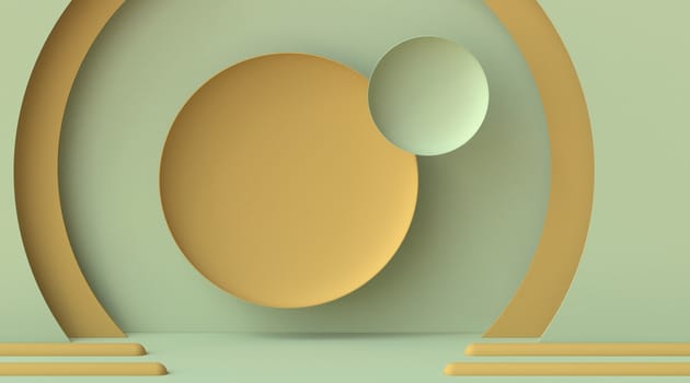 Abstract mock up two circles background 3D render illustration