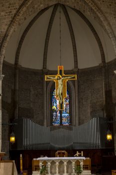 terni,italy november 03 2020:altar of the church of San Francesco in terni