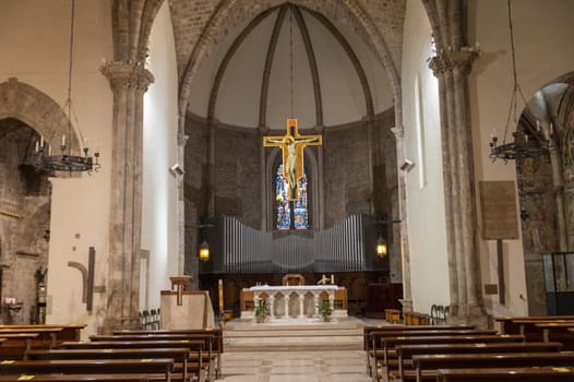 terni,italy november 03 2020:altar of the church of San Francesco in terni