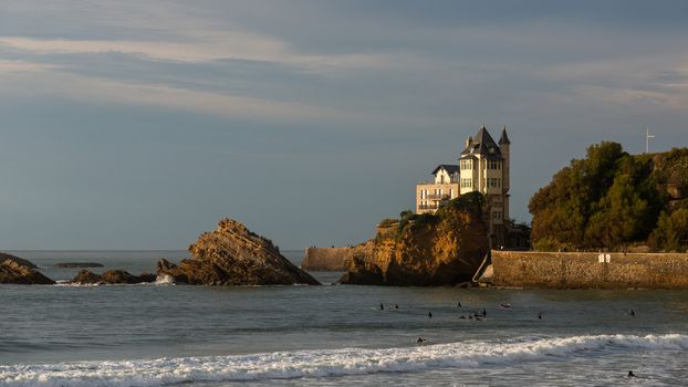 Villa Belza in Biarritz, France. Late afternoon light and cloudy sky.