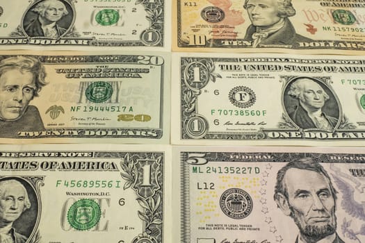 close up USA dollar banknotes