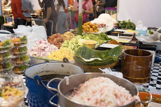 Thai street foods, Thai foods style Rice and Curry at market Bangkok of Thailand.