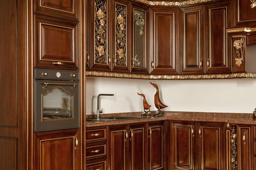 Tashkent, Uzbekistan - May 16, 2016: Luxury kitchen furniture in vintage style