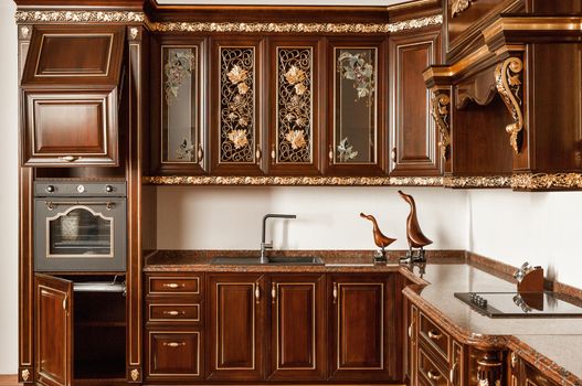 Tashkent, Uzbekistan - May 16, 2016: Luxury kitchen furniture in vintage style