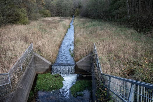 Breitenbach dam in Siegerland water inlet with cascades