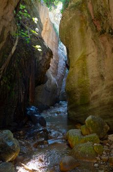 Stones on the slopes of the Avakas mountain gorge on the island of Cyprus.