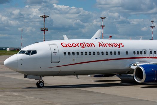 July 2, 2019, Moscow, Russia. Airplane Boeing 737-800 Airzena Georgian Airways at Vnukovo airport in Moscow.