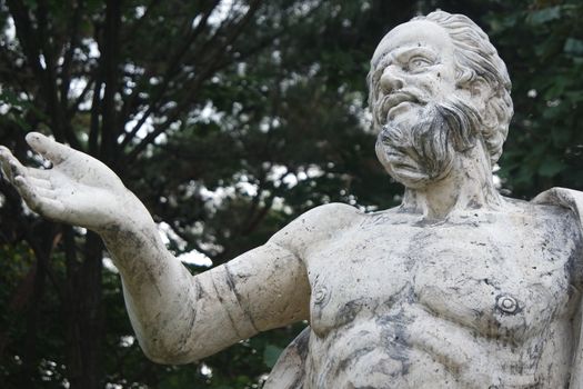 CHUNCHEON, SOUTH KOREA- October-03, 2020: The ancient marble portrait of man with beard placed in a public park