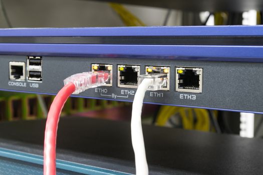 The network cables to connect Lan port, concept Communication connection technology