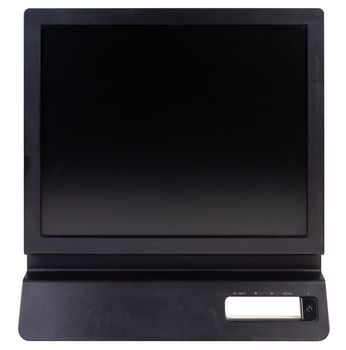 black flat TN LCD monitor isolated on white background.