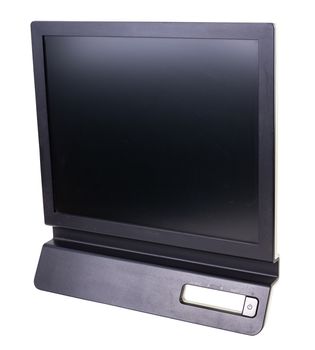 black flat TN LCD monitor isolated on white background.