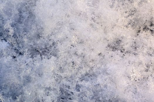 snow array with high magnification winter background.