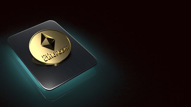 Ethereum coins on tablet for business content 3d rendering.