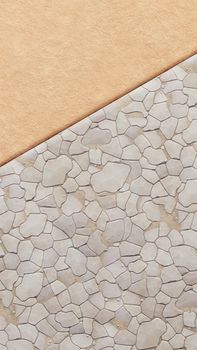 Beautiful abstract background for instagram stories or post. Clay and paving stones. Empty mockup for fashion, cosmetics, cosmetology or food product presentation.