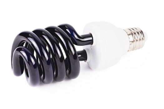 UV CFL light bulb isolated on white background.