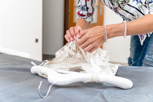 preparation of wedding dresses before the wedding.