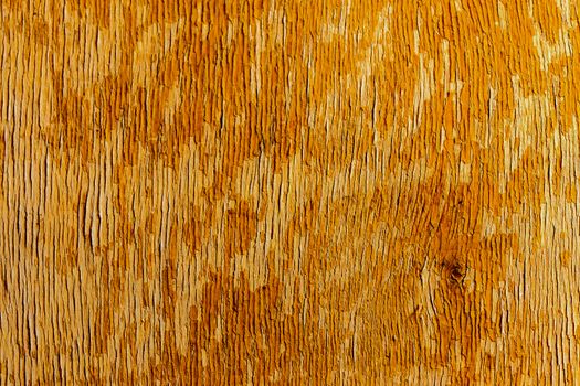 old peeling flat overdryed lacquered plywood texture with vertical structure of peels with selective focus