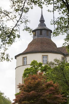 Tower with trees of Langenburg castle in Germany