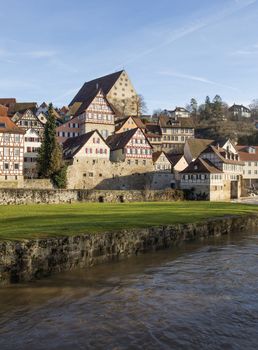 Townscape of medieval Schwaebisch Hall in Germany