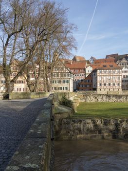 Townscape of medieval Schwaebisch Hall in Germany