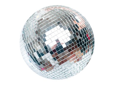 Shining Disco Ball dance music event equipment on white background