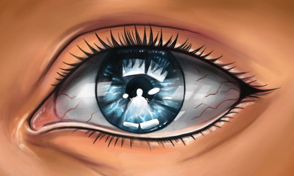 Digital painting of Beautiful female eye