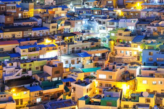 Night view of Gamcheon Culture Village, Busan, South Korea.