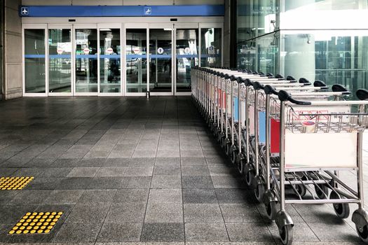 Trolley in front of The airport 
