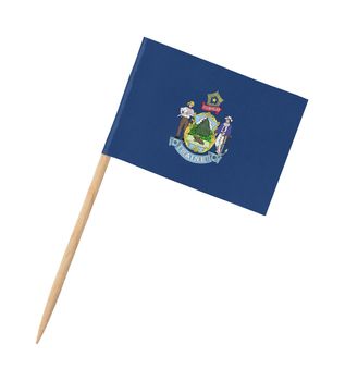 Small paper US-state flag on wooden stick - Maine - Isolated on white