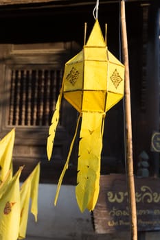 Wat Phan Tao, Chiang Mai Thailand 12.11.2015 famous teak temple with yellow lanterns. High quality photo