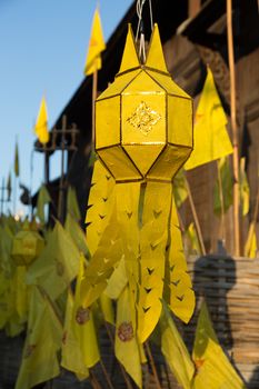 Wat Phan Tao, Chiang Mai Thailand 12.11.2015 famous teak temple with yellow lanterns. High quality photo