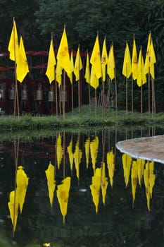 Wat Phan Tao, Chiang Mai Thailand 12.11.2015 famous teak temple with yellow lanterns. High quality photo