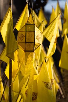 Wat Phan Tao, Chiang Mai Thailand 12.11.2015 famous teak temple with yellow lanterns. High quality photo